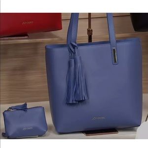 Joy & iman leather tassel handbag- like new!